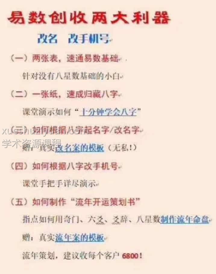 雷麒宗易数创收课程预测手机号改名字插图