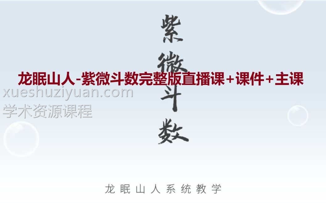 龙眠山人 紫微斗数完整版直播课+课件+主课插图
